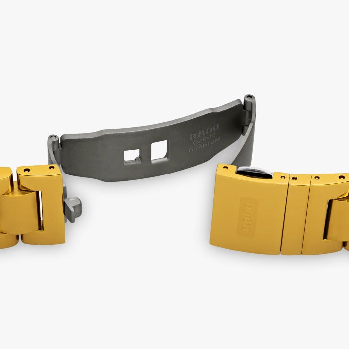 Rado Round Diastar R12413074-4 Automatic Analog Gold Strap Date Men's Watch With White Gold Dial Classic Formal Party Wear for Men's