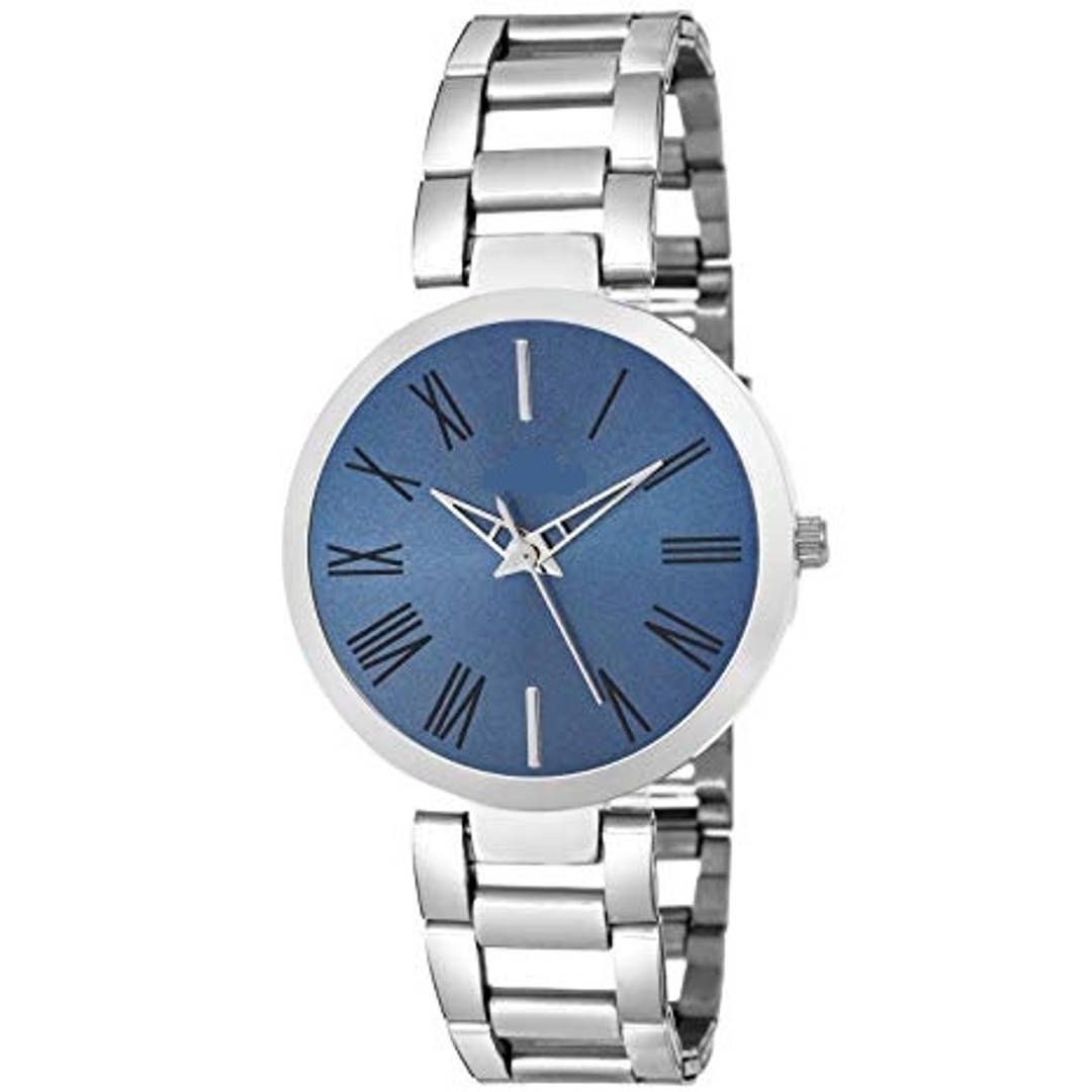 New Arrival Stylish Design Round Shape Blue Dial Analog Watch for Women's and Girls SK-9448