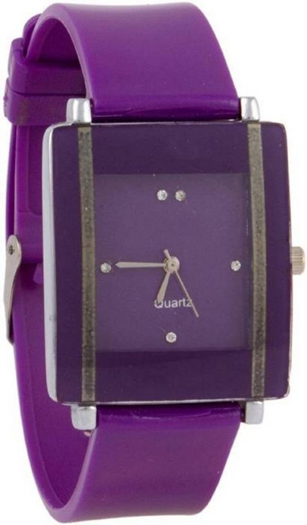 New Designer Classic Stylish Beautiful And Attractive Purple Square Rubber Belt Dial Analog Watch For Women and Girls G15-G68