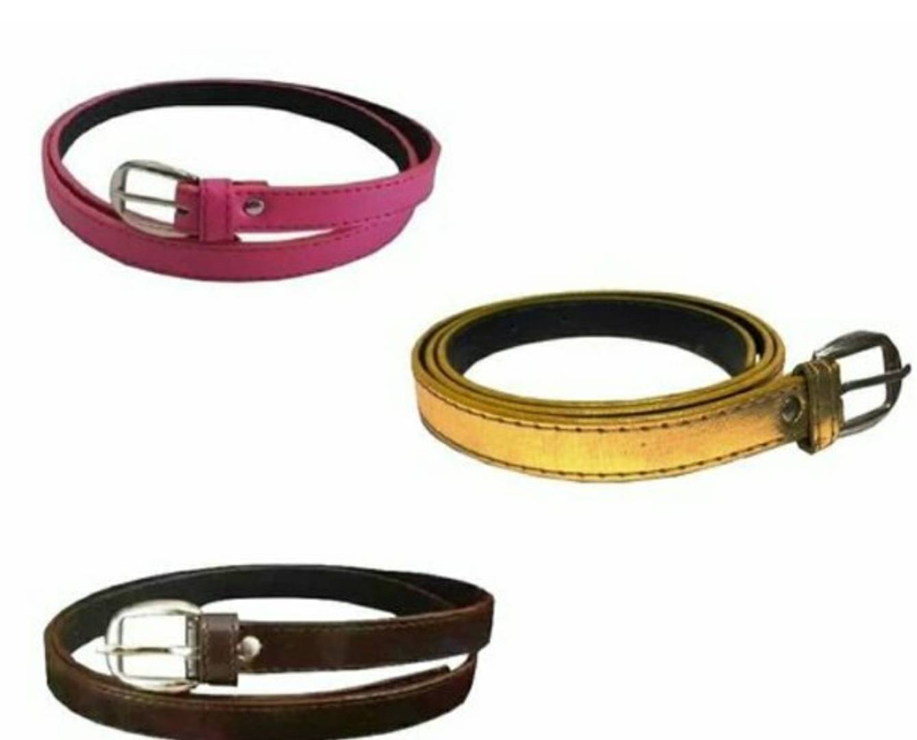 Woman Vegan Leather Belts. Colorful and Stylish Design PU Belts for Girls (Pack of 3)