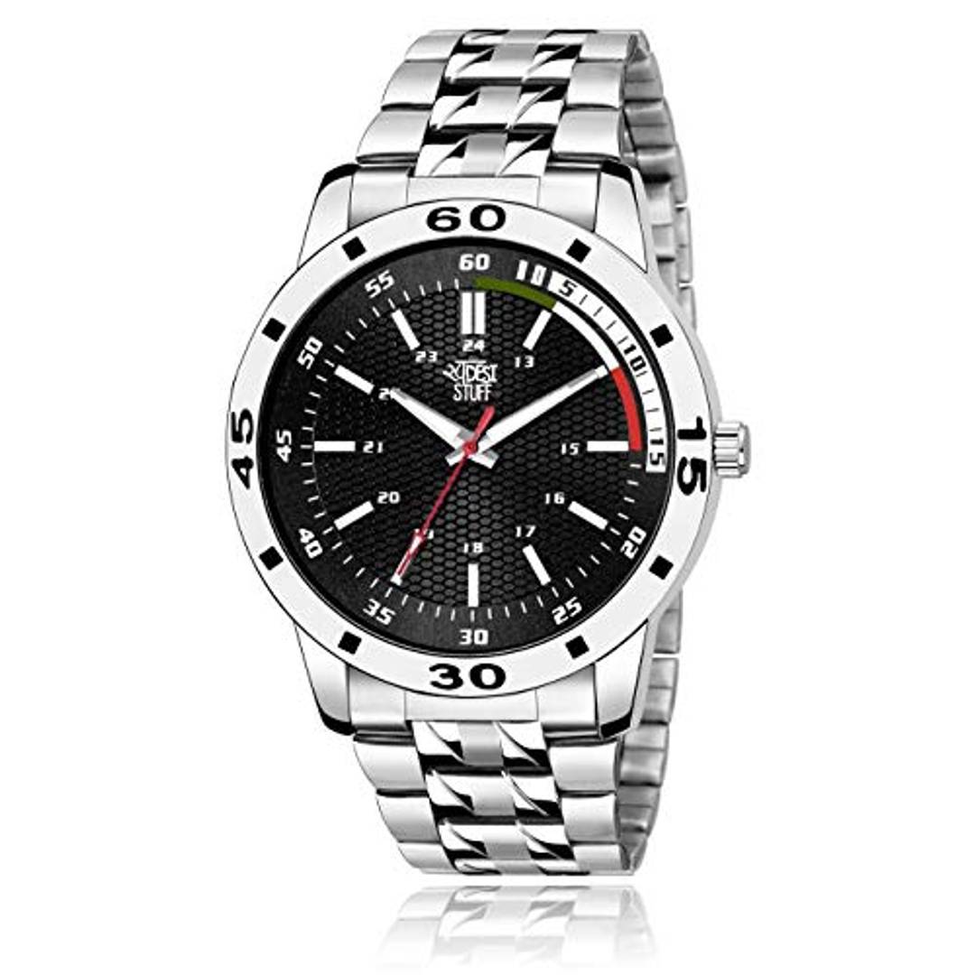 SWADESI STUFF Analogue Men's Watch (Black Dial Silver Colored Strap)