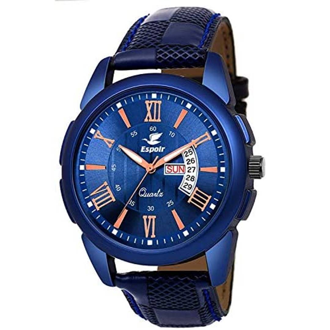 Espoir Analogue Blue Dial Day and Date Boy's and Men's Watch - CheckBlueRay0507 (Blue) Product-7678961