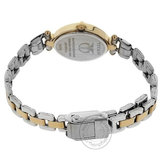 analog Champagne Dial Watch for Girl or Woman 2419BM02 Two Toned Stainless Steel Strap Gift Women's Watch