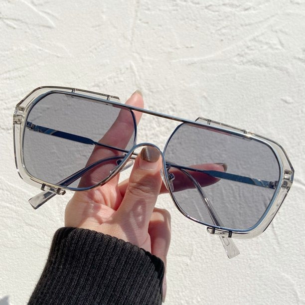 Premium Quality Oversized Sunglasses UV Protection Sun Glasses Metal Frame In Grey Color Lense Sunglass for Men and Women FD-1002