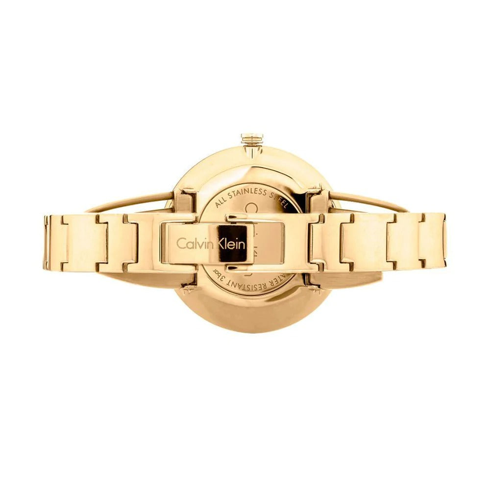 Qurtz Movement Drift Gold Watch And Stainless Steel Gold Strap Black Dial Braclet Watch for Women's or Girls_ CK-K6S2N120