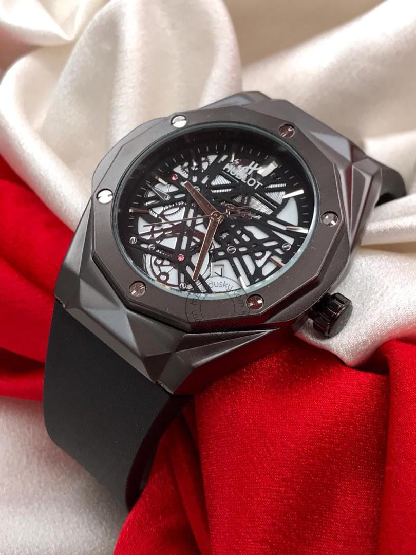 Black Men's Watch Big bang Fusion Leather Watch for Man HB-BB01
