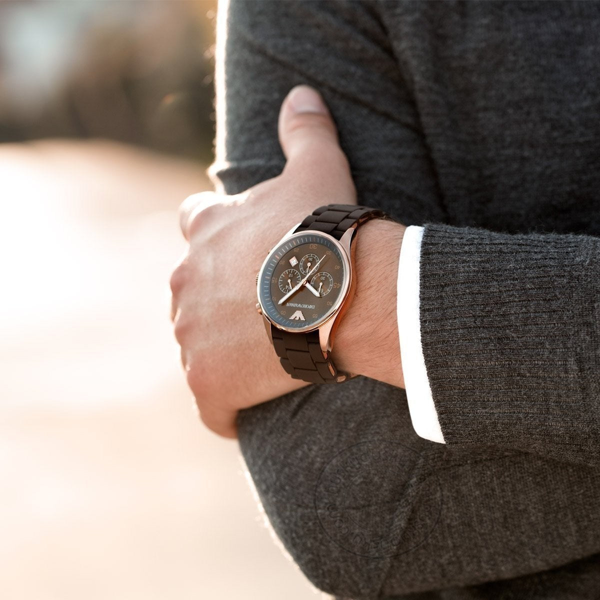 Chronograph Brown Silicone Men's Watch AR5890