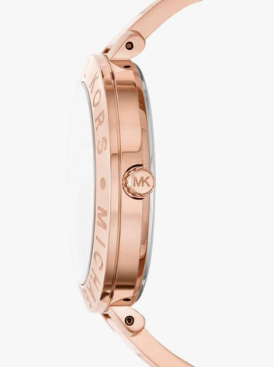 Quartz Womens MK-4626 (Bangle) Watch For Girl Or Woman White Dial Rose Gold Strap Watch- Best For Casual Use