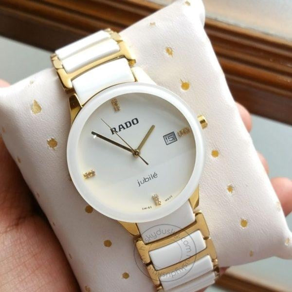 Rado Centrix Jublie Gold White Men's Watch For Man RD-JUB-00 White Dial Date Gift Watch