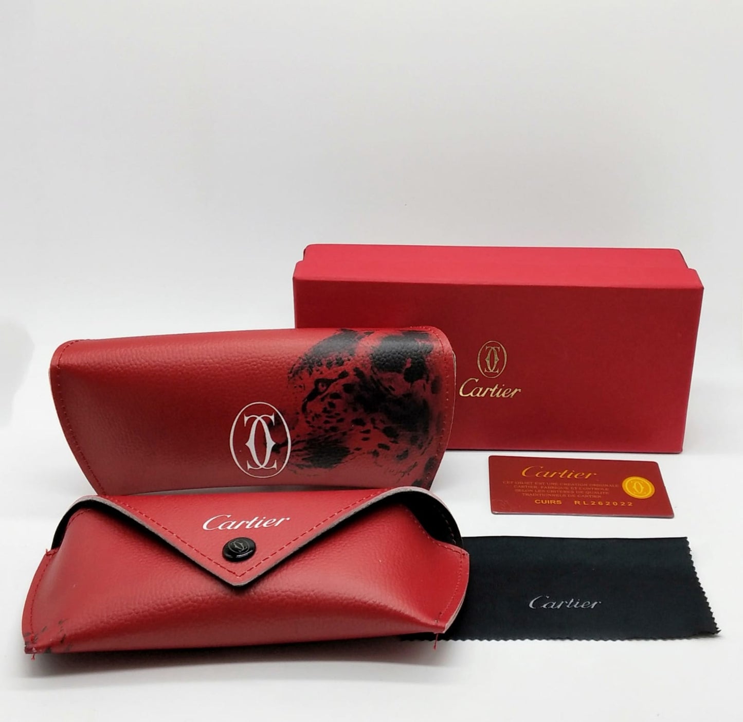 Cartier Branded Original Sunglass Case With Brand Cover & Dust Cover And Hard Box For All Type of Sunglass CR-RED-BOX
