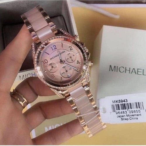 Cosmogragh Watch Rose Gold Case Pink Dial Multicolor Strap Watch For Women