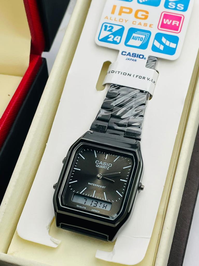 Casio Vintage Analog Black Digital Watch In Black Color Unisex Watch For Men's Women's Or Girls AQ-230-Best For casuals Watch For All