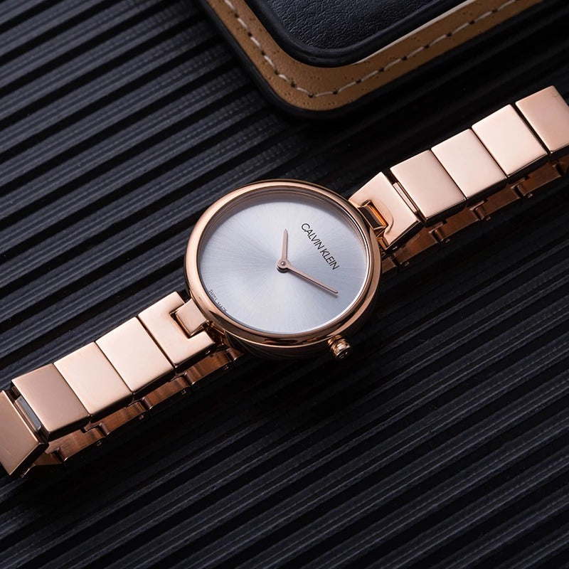 Qurtz Movement Drift Rose Gold Case Watch And Stainless Steel Rose Gold Color Strap White Dial Braclet Watch for Women's or Girls_ CK-119