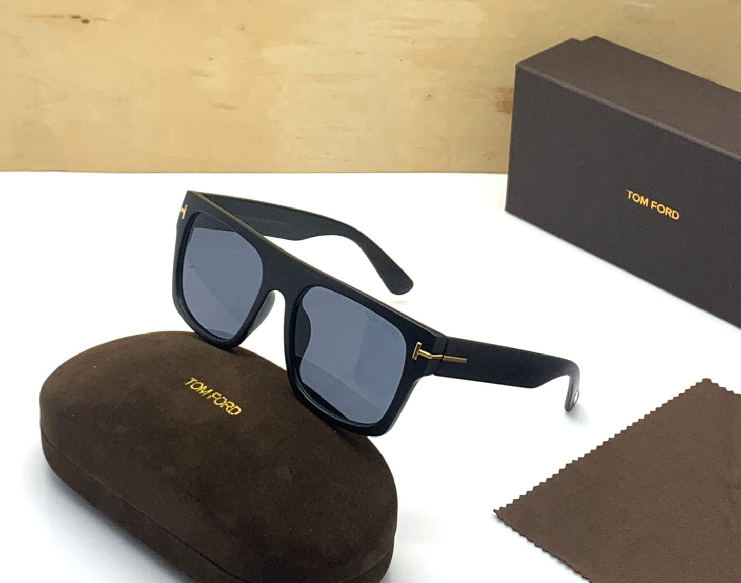 Branded Black Glass Matt Finish Men's Sunglass For Man TF-726-MATT Black Stick Frame Gift Sunglass