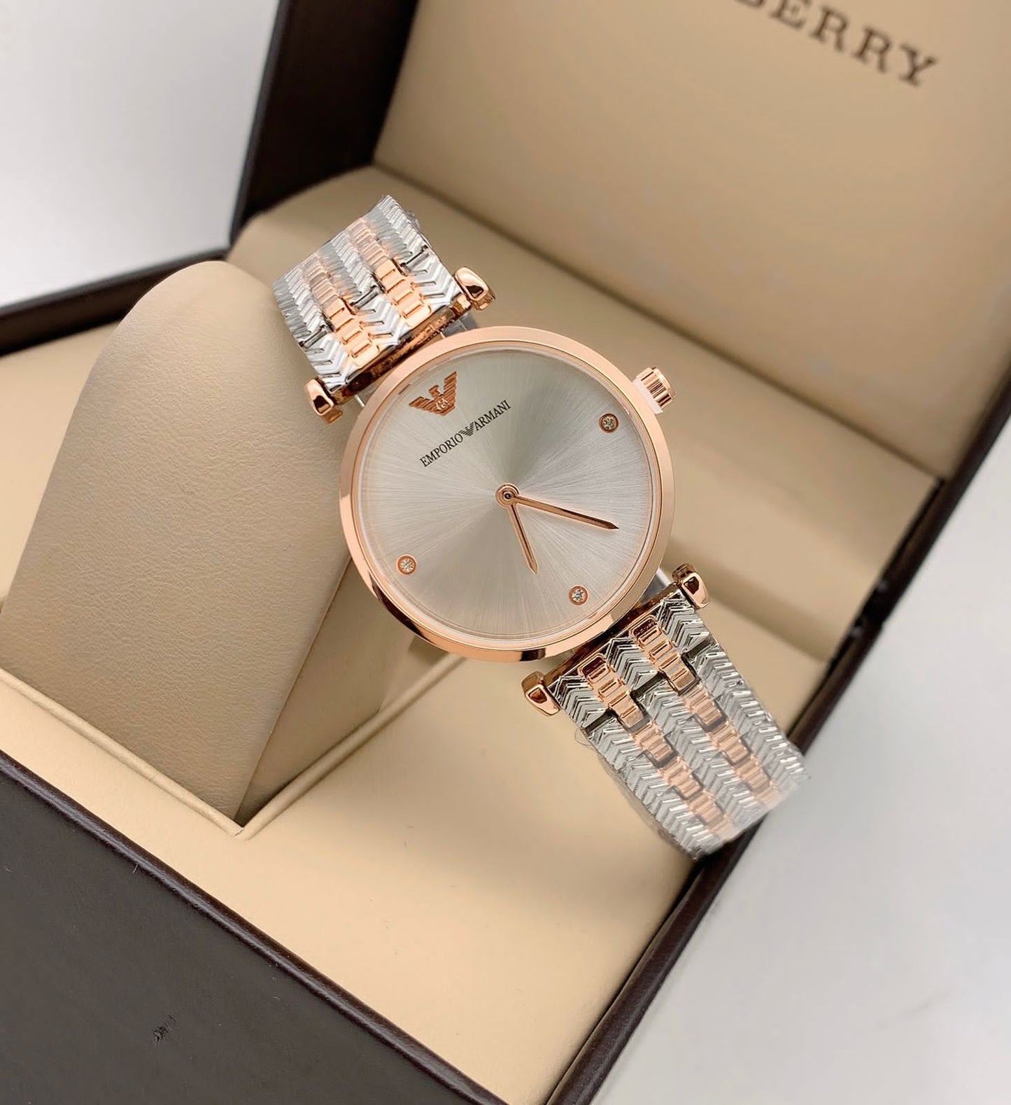 Latest Design Watch Rose Gold Dial & Silver Color Strap White Color Dial Design Strap For Women and Girls Watch -Best Gift Ever AR-59438