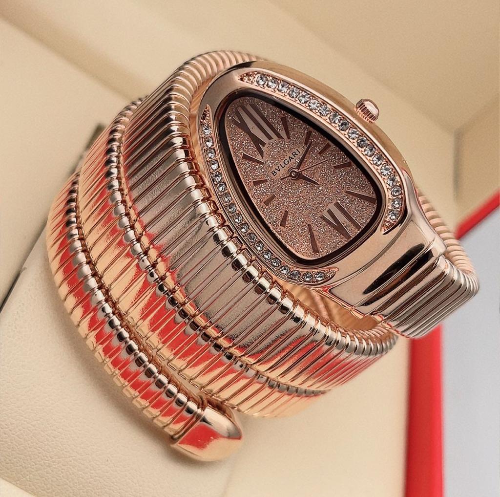 Analog Watch With Rose Gold Color Stainless Steel Case & Strap Watch With Rose Gold Gilter Opaline Dial