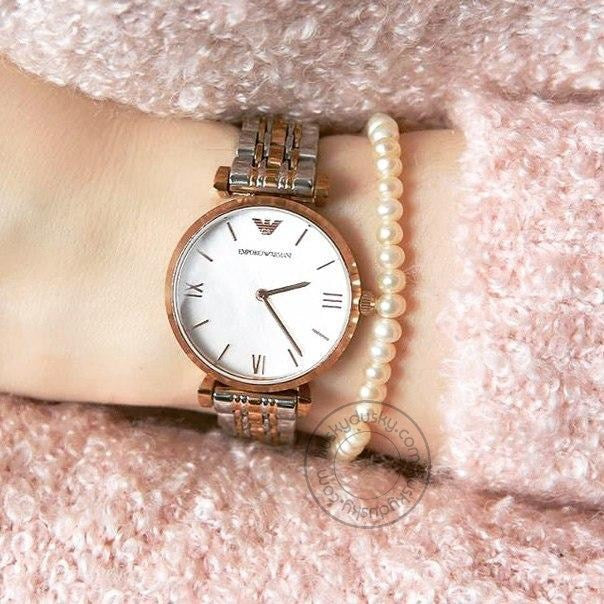 Watch AR1683 Silver Dial Gold Silver Strap For Women-Best gift