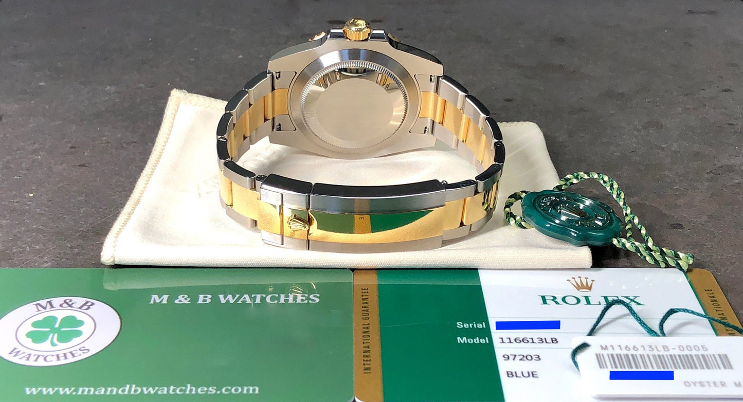 RLX Watches Submariner Automatic Silver Gold Blue Dial Metal Men's Watch for Man RLX-BLUE-SG Dual Tone