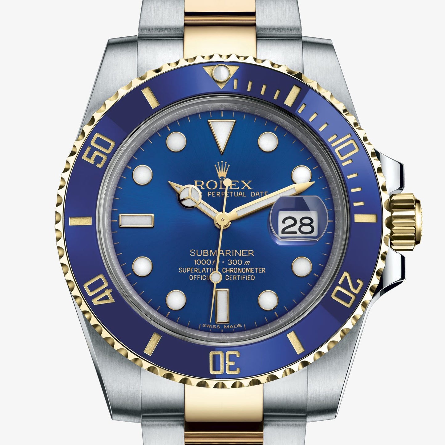 RLX Watches Submariner Automatic Silver Gold Blue Dial Metal Men's Watch for Man RLX-BLUE-SG Dual Tone