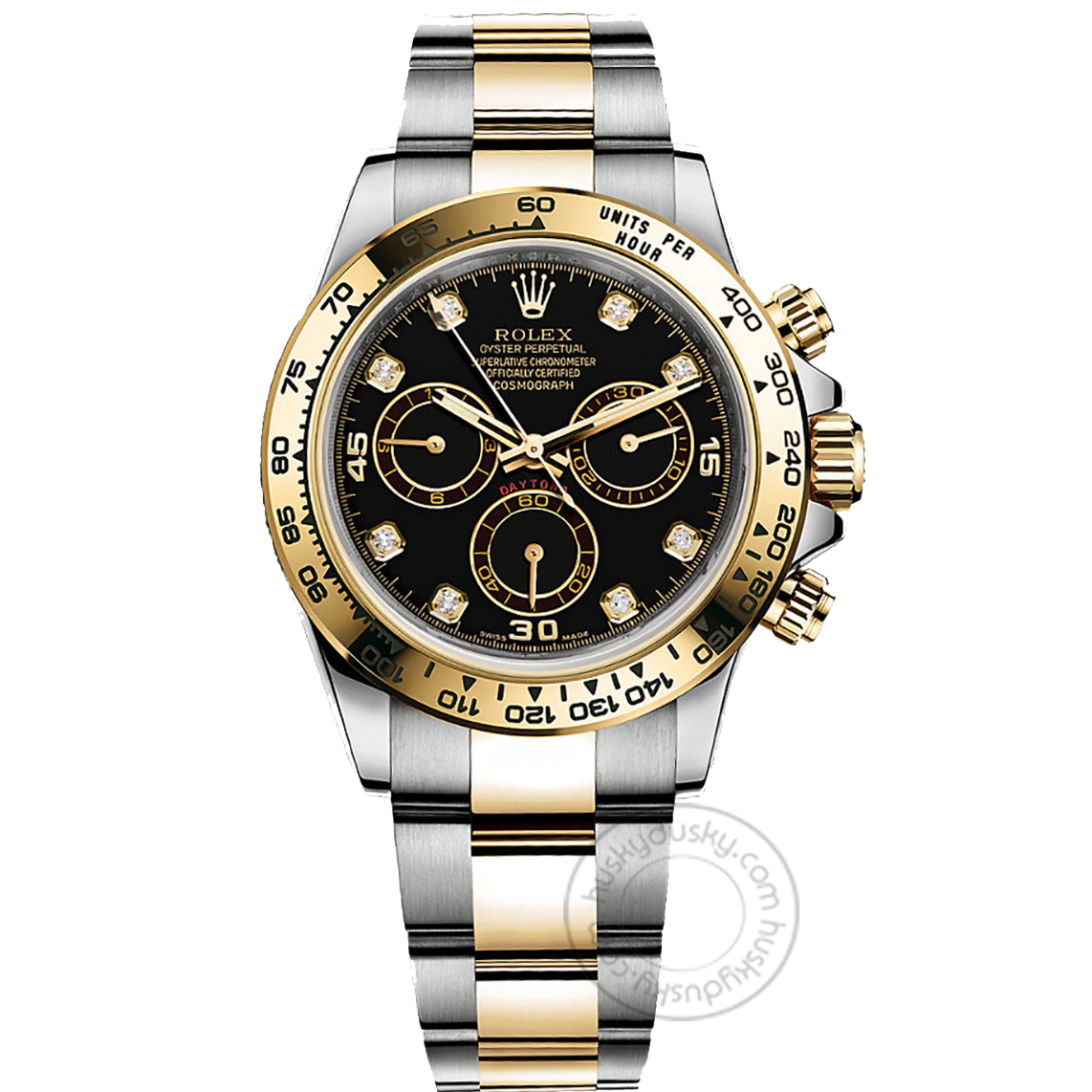 Rolex Chronograph Automatic Gold Silver Strap Men's Watch For Man RLX-SG-007 Black Dial Gift Watch