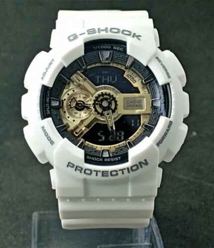 Casio G-Shock Analog-Digital G Shock White Gshock Gold Dial Mens Watch For Man Or Women GA-110GW Gift