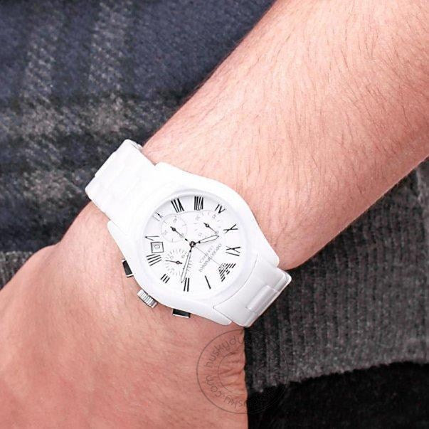 Chronograph White Dial Silver Men's Watch AR1403