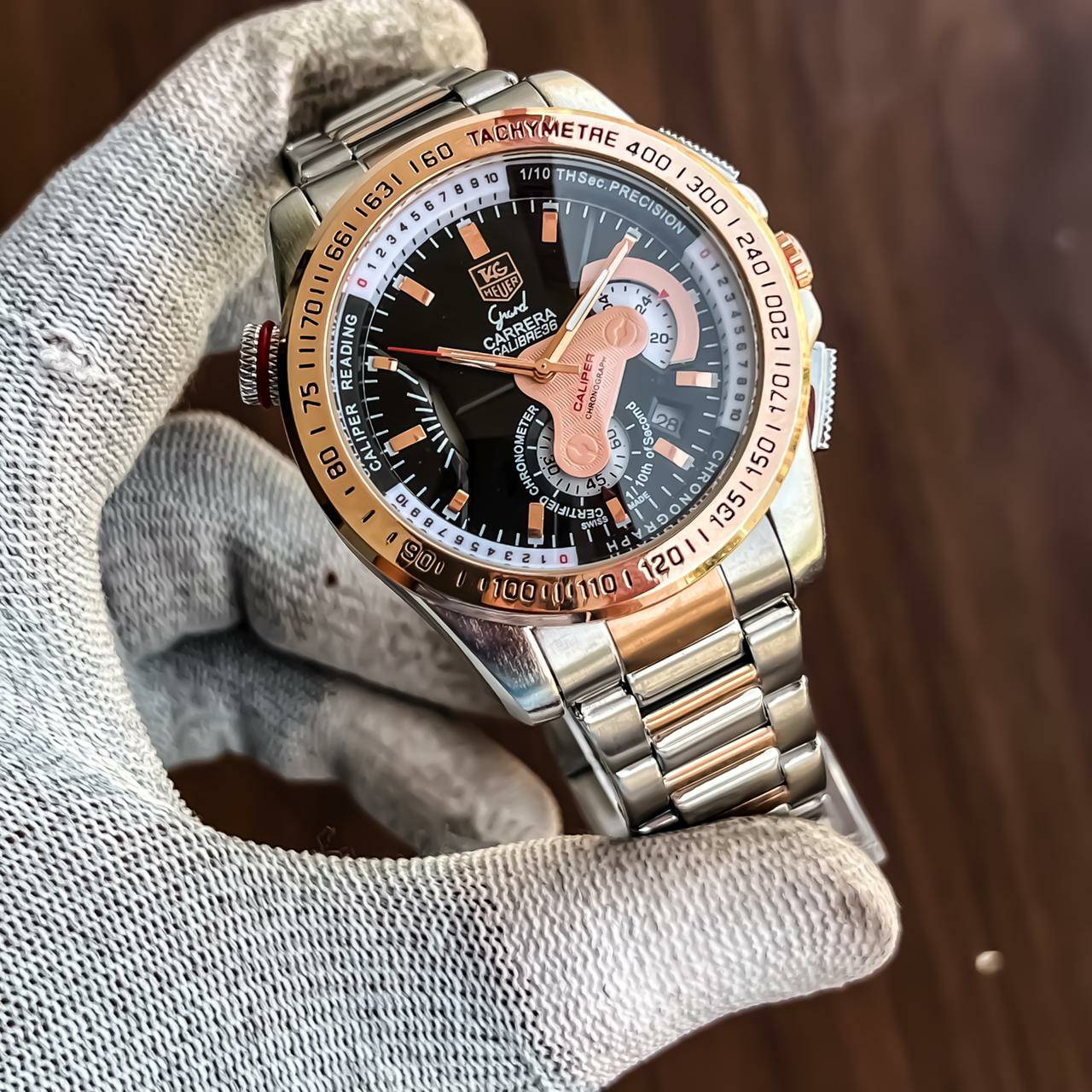 Tagheuer GRAND CARRERA Caliber 36 Racing Edition Quartz Watch Black Chronograph and Stainless Steel Multicolor Strap Dated Watch For Men's -TAG-IT-7837_Men's Wristwatch