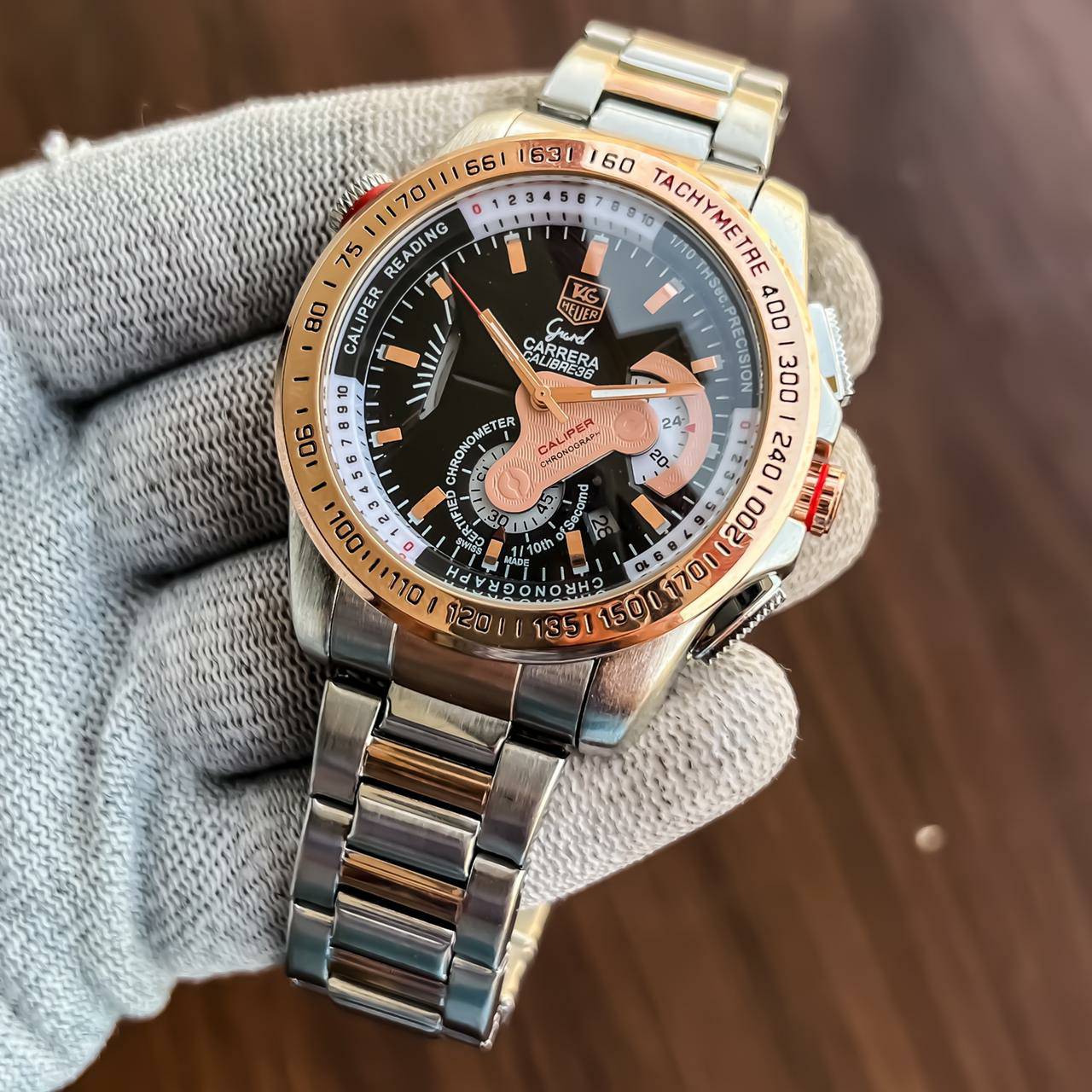 Tagheuer GRAND CARRERA Caliber 36 Racing Edition Quartz Watch Black Chronograph and Stainless Steel Multicolor Strap Dated Watch For Men's -TAG-IT-7837_Men's Wristwatch