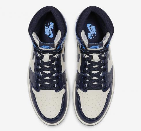 Air Jordan 1 Retro High OG Obsidian University Blue Sail Shoes