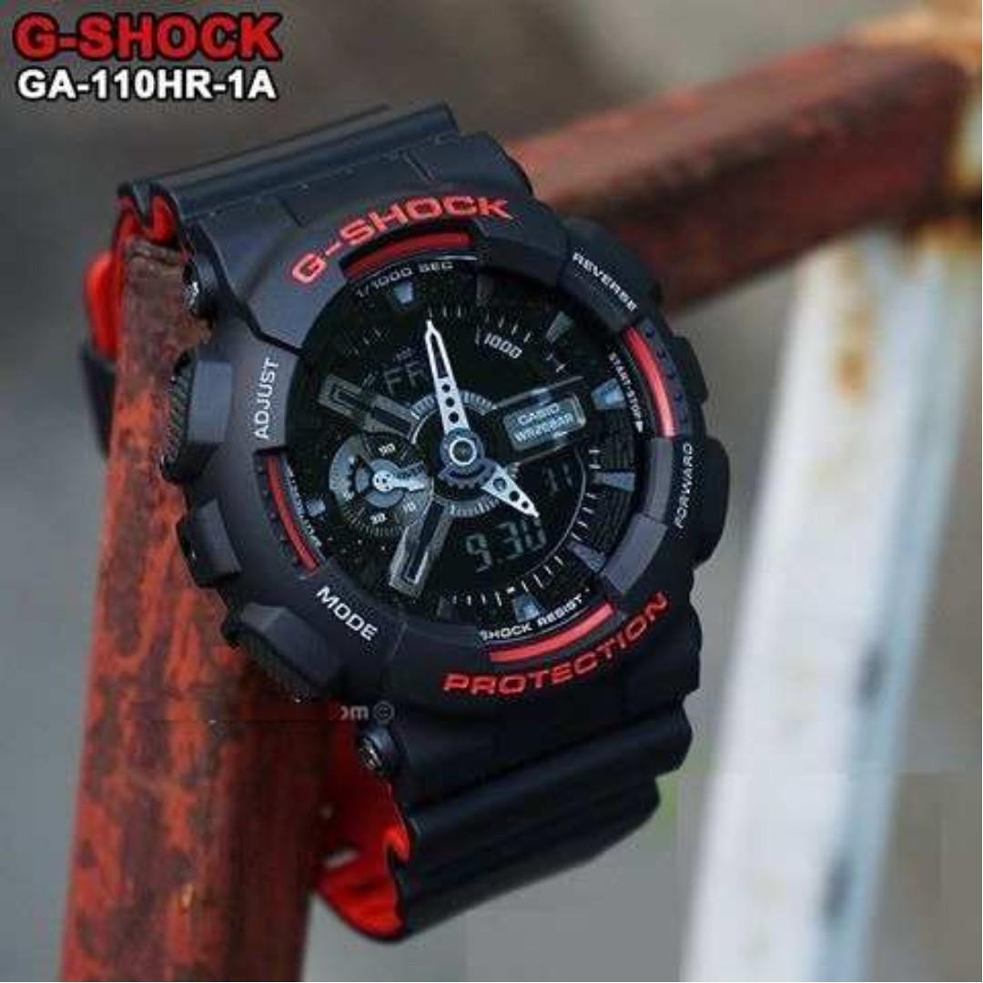 Casio G-shock Analog Digital Resin Black Red Strap GA110HR-1ACR Multi Color Dial Day Date Gift Watch Gshock