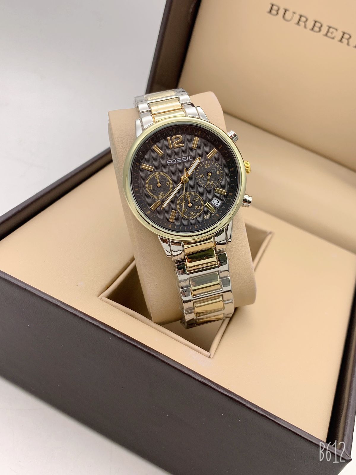 Silver Analog Watch Chronograph Black Dial Yellow Shade Dial Case Watch With Multicolor Strap Stainless Steel Strap Watch For Girl Or Woman FS-8084 - Best Gift For Women