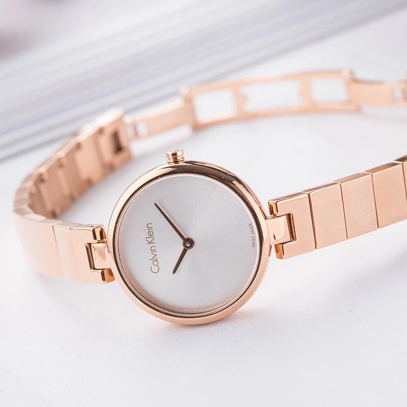 Qurtz Movement Drift Rose Gold Case Watch And Stainless Steel Rose Gold Color Strap White Dial Braclet Watch for Women's or Girls_ CK-119