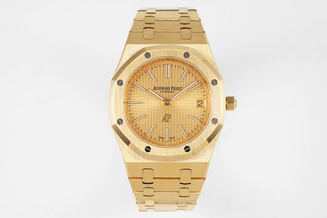 Aude mars Piguet Royal Oak Self-winding Extra-Thin In A Luscious New Plum Tone Dial New Arrival For Man With Full Gold crocodile Dial Design Gold Strap Watch AP-25596103