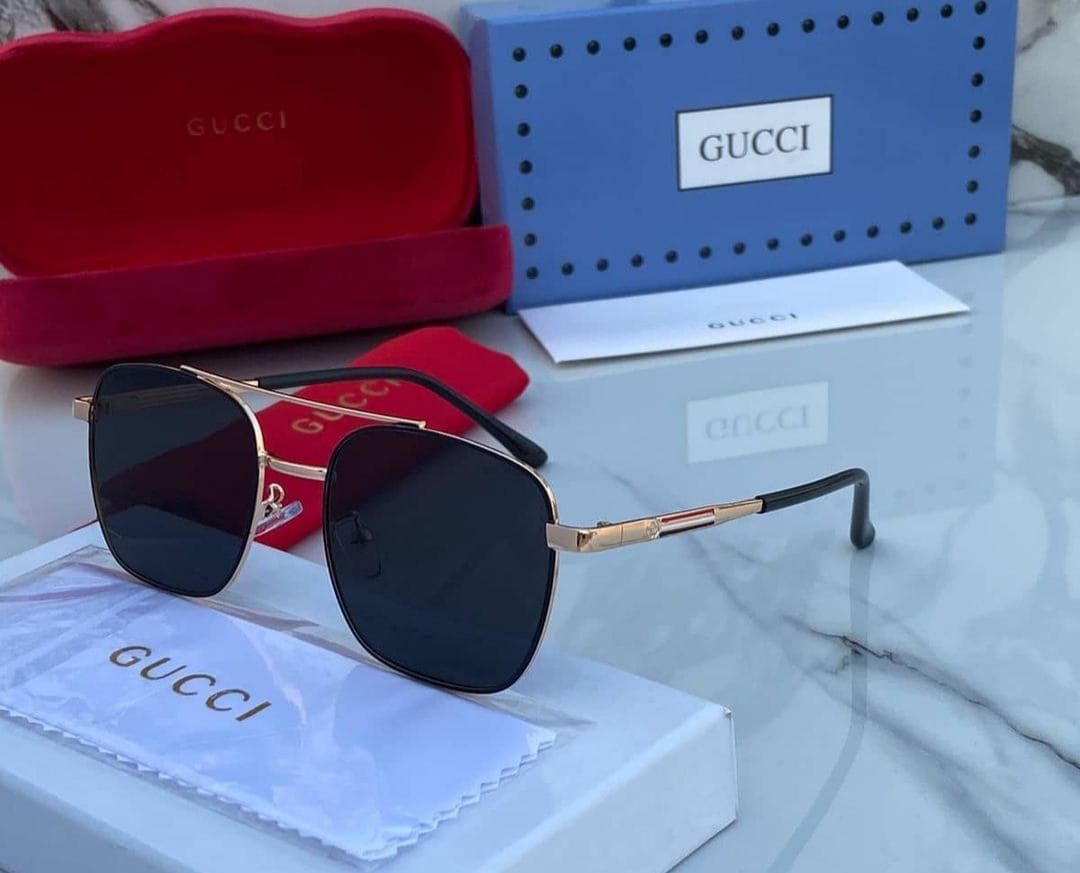 Branded Rimless Black Glass Rose Gold Frame And Gold And Black Stick Sunglass For Men's GG-1315- Best Quality Product