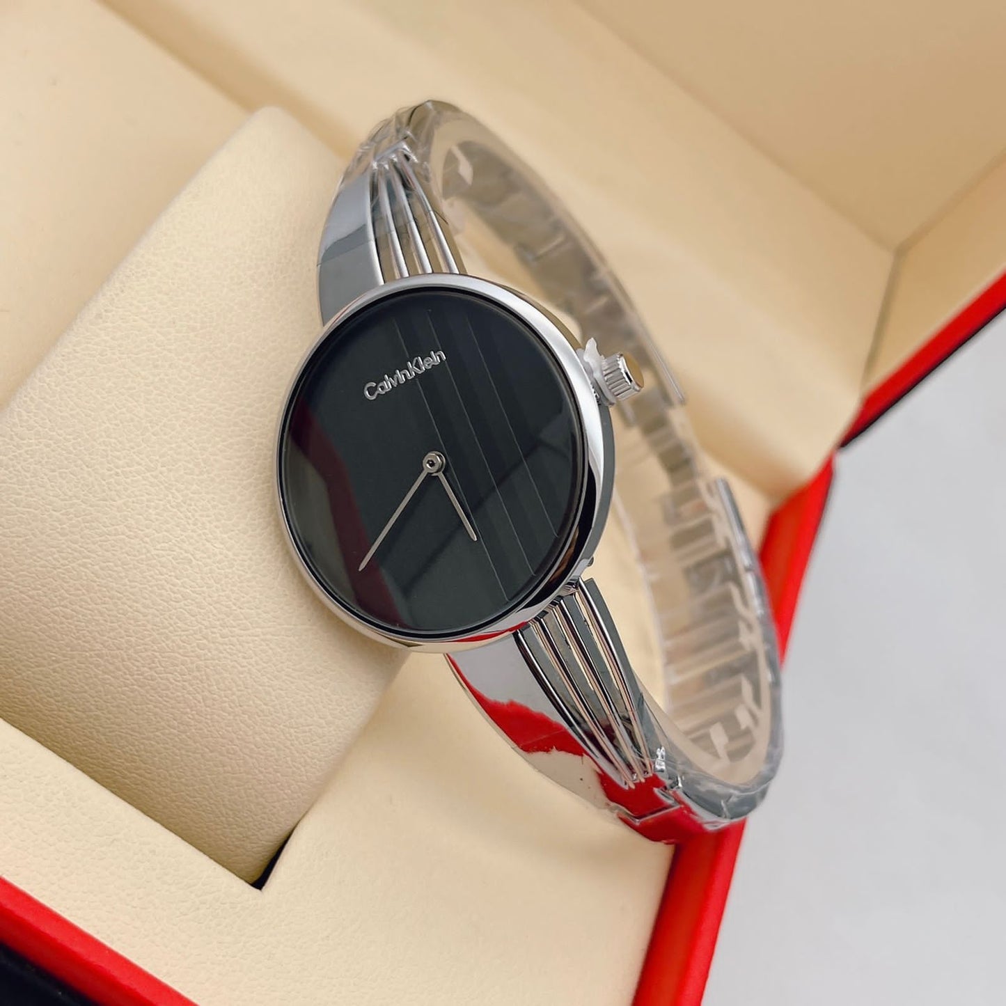 Qurtz Movement Drift Black Watch And Stainless Steel Strap Black Dial Watch for Women's or Girls_ CK-K6S2N111