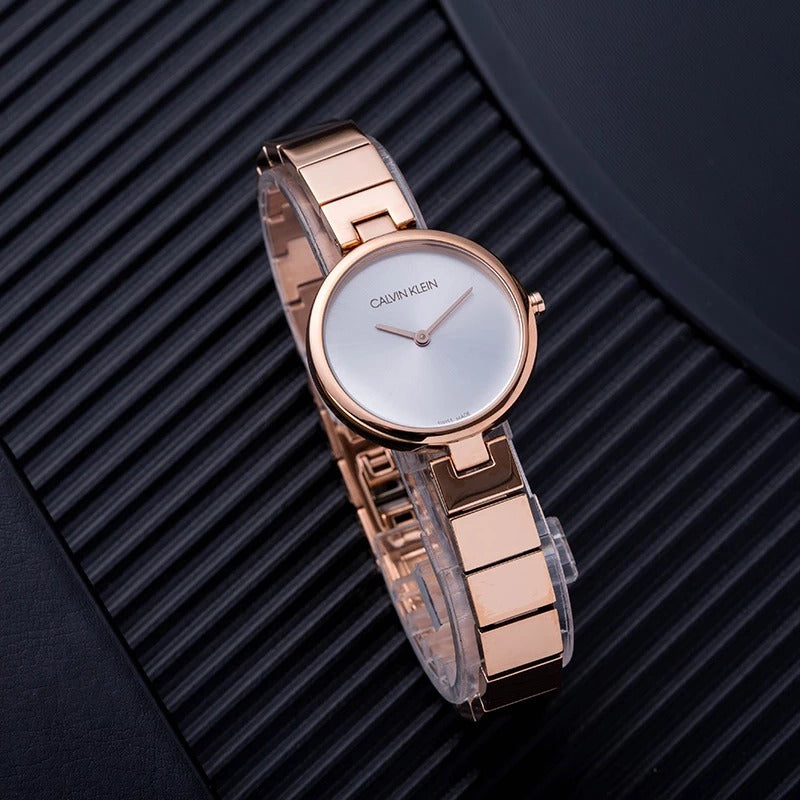 Qurtz Movement Drift Rose Gold Case Watch And Stainless Steel Rose Gold Color Strap White Dial Braclet Watch for Women's or Girls_ CK-119