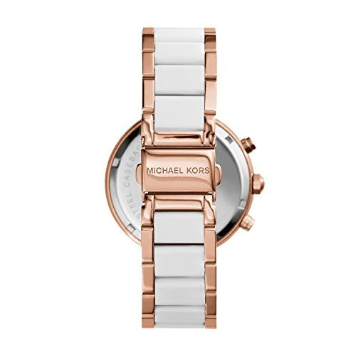 Chronograph Rose Gold And White Strap Women's Watch for Girl or Women White Dial MK-9243