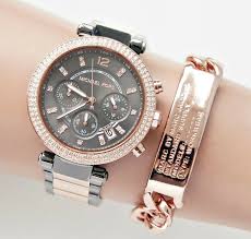 Black Gold Multicolour Strap Diamand Tone Stainless Steel Chronograph Women's Watch For Girl Or Woman MK-6414 Best Gift Watch
