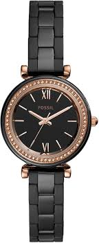 Carlie Mini Crystal-Encrusted AnalogBlack Strap Women's Watch For Girl Or Woman CE1105 Black Dial With - Best Gift For Women