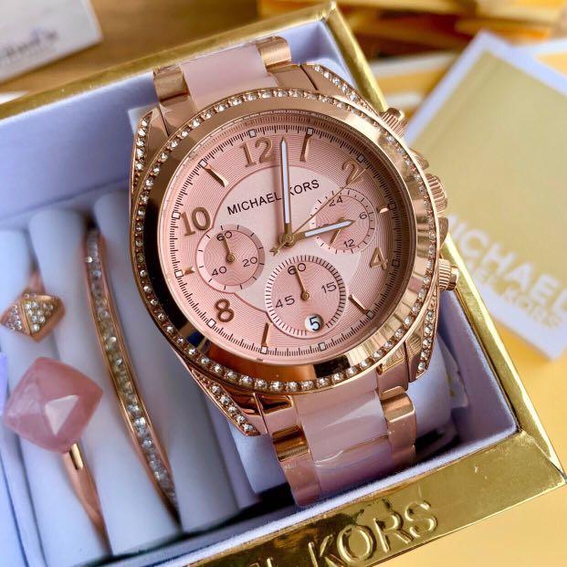 Cosmogragh Watch Rose Gold Case Pink Dial Multicolor Strap Watch For Women