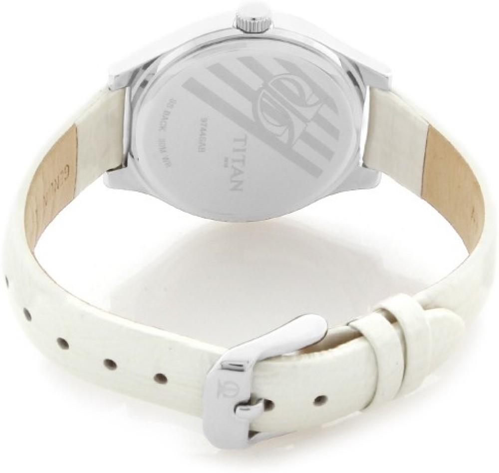 Titan Multi Color Dial Watch For women's 9744SL03 With Diamond Case White Leather Gift Watch For Woman