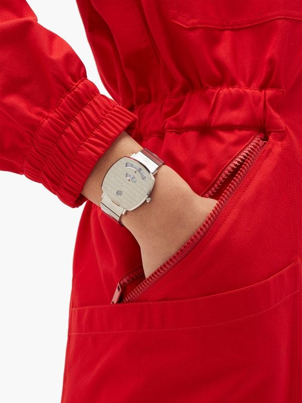 GC Grip 38mm Stainless Steel GG Full Grey Engraved Watch Man Women Watch-Best Gift YA-157