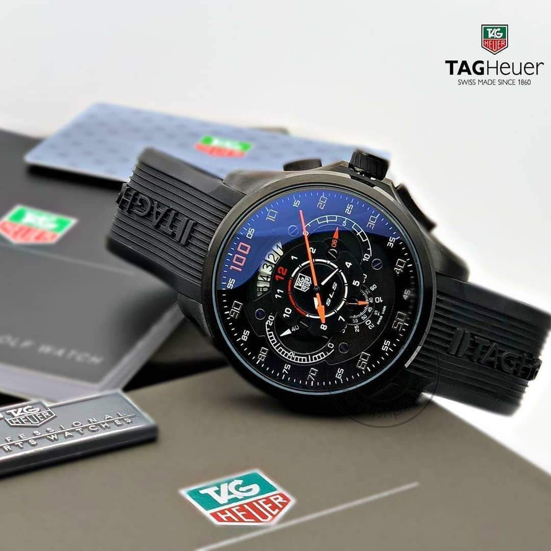Tag Heuer Mercedes Benz SLS 200 Diagno Black Dial Black Rubber Chronog Hopknock