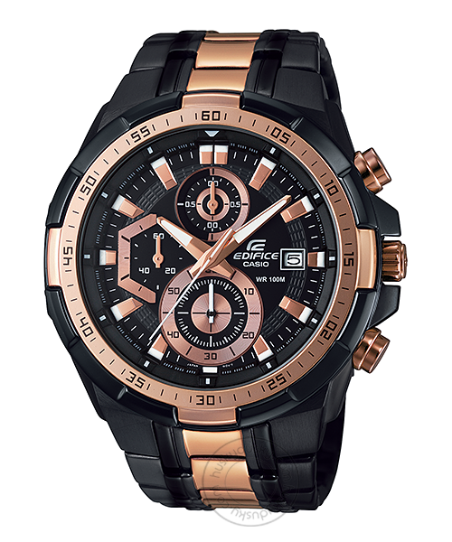 Casio Edifice Men s Black Gold Copper Tachymeter Chronograph Watch EF Hopknock