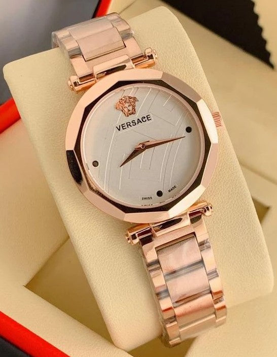 Multi Color Rose Gold New Stylish Branded Women's Watch For Women And Girls Rose Gold Dial Ver-99