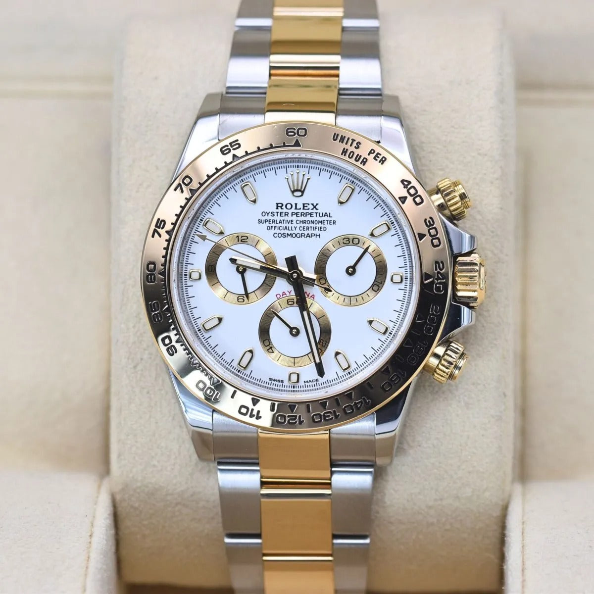 RLX Stainless Steel Dual Color Strap With White Dial Chronograph Watch For Men