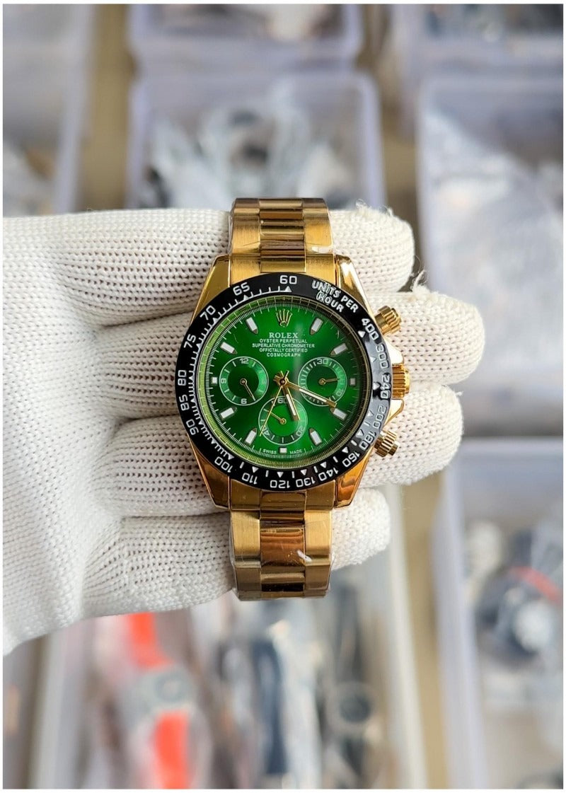 Rolex Oyster Perpetual Daytona Green Dial Metal Men's Watch For RLX-GG
