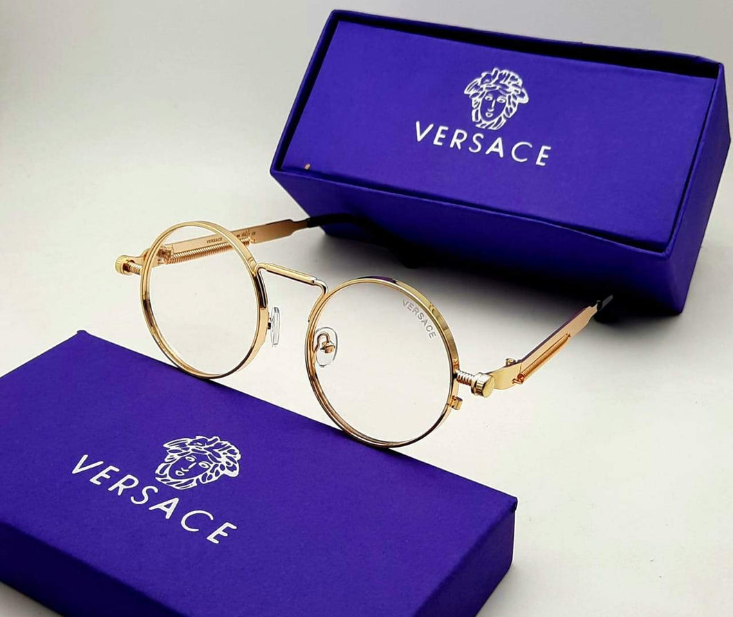 Versace Branded Transparent Glass Men's Sunglass For Man Gold Frame With Gift Sunglass - VER-67958