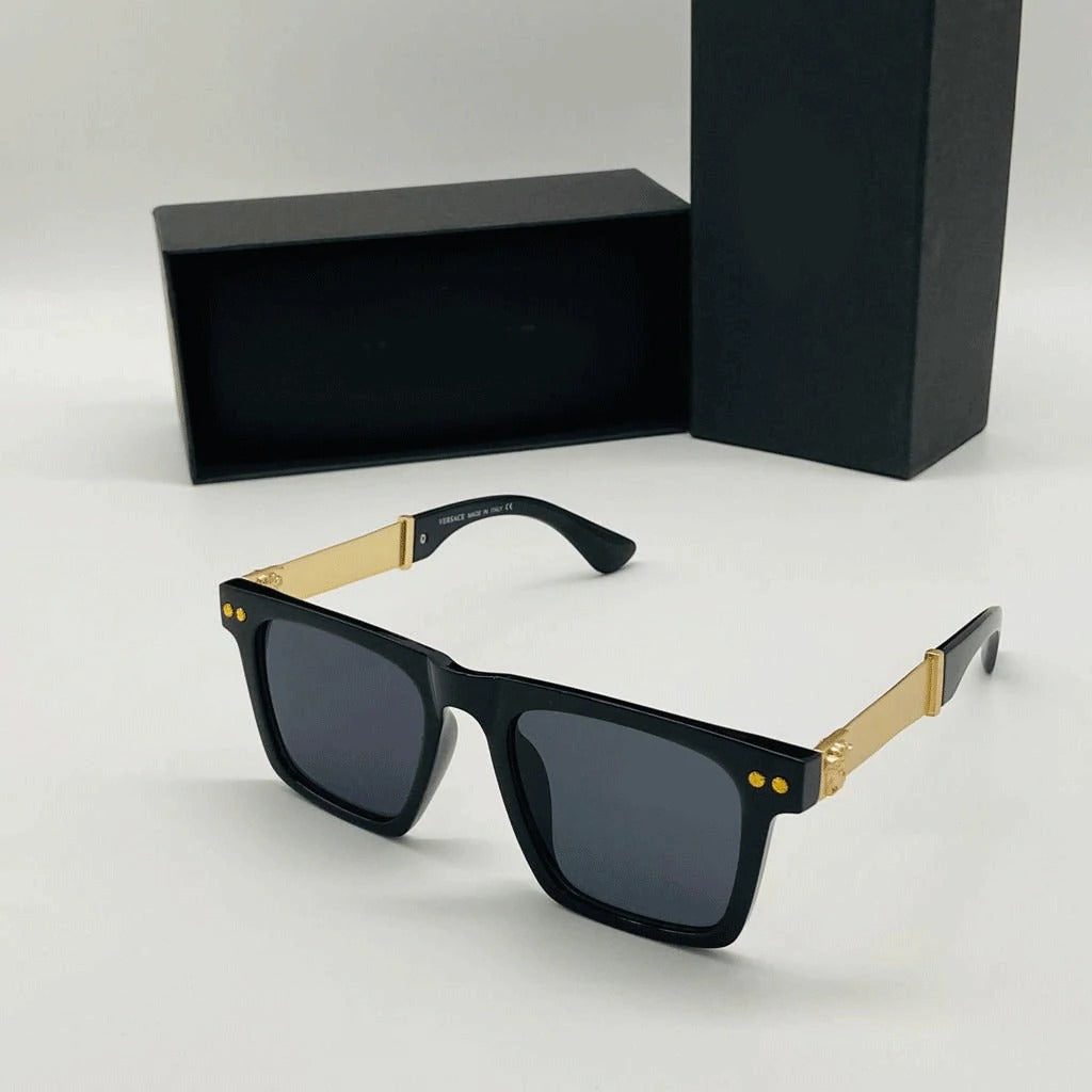 Square Sunglasses For Men For Women Golden And Black Stick Sunglass VER-436