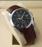 Tissot TS-3833 Chronograph Brown Leather Mens Watch for Man Black Date Display Best Gift for Man